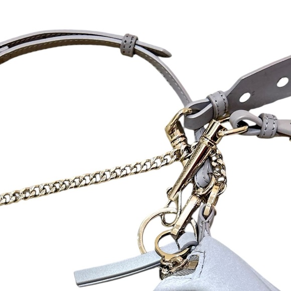 Nwot Charles & Keith Silver & light gray Crossbody Bag chain & leather straps - Picture 14 of 16